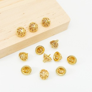 14K Gold-Filled Color-Preserving Half-Hole Pearl Cap Needle Bead Holder Hanging Cap Needle Cut Out Flower Cap Holder Cover Hanging Holder DIY Jewelry Accessories