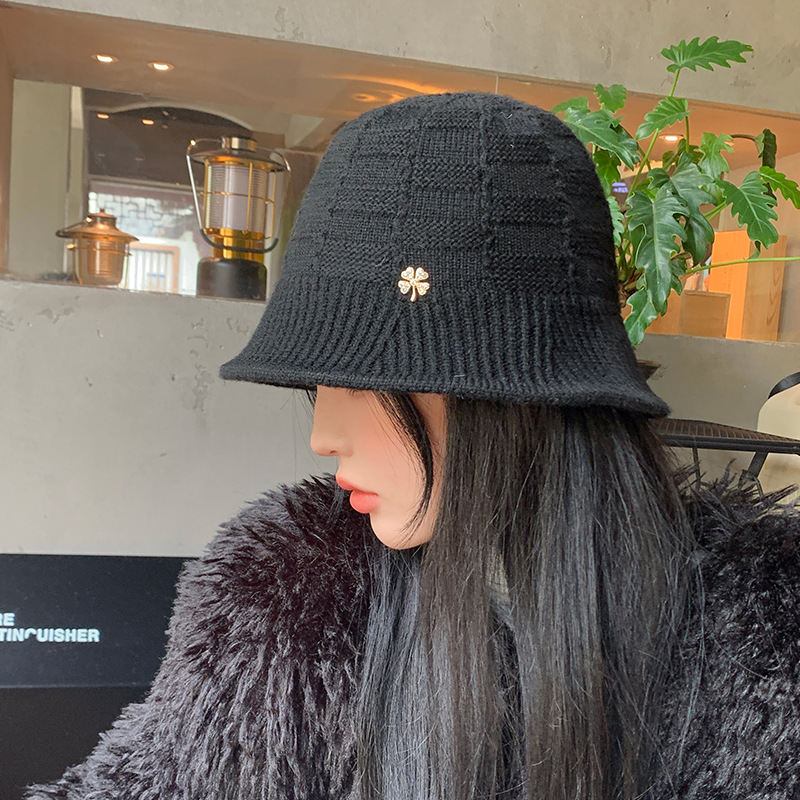 Neue Koreanische Ausgabe Herbst und Winter Gestrickte Warme Wolle Hut Outdoor Freizeit Tourismus Zeigen Gesicht Kleine Eimer Hut Flut_voghion.com