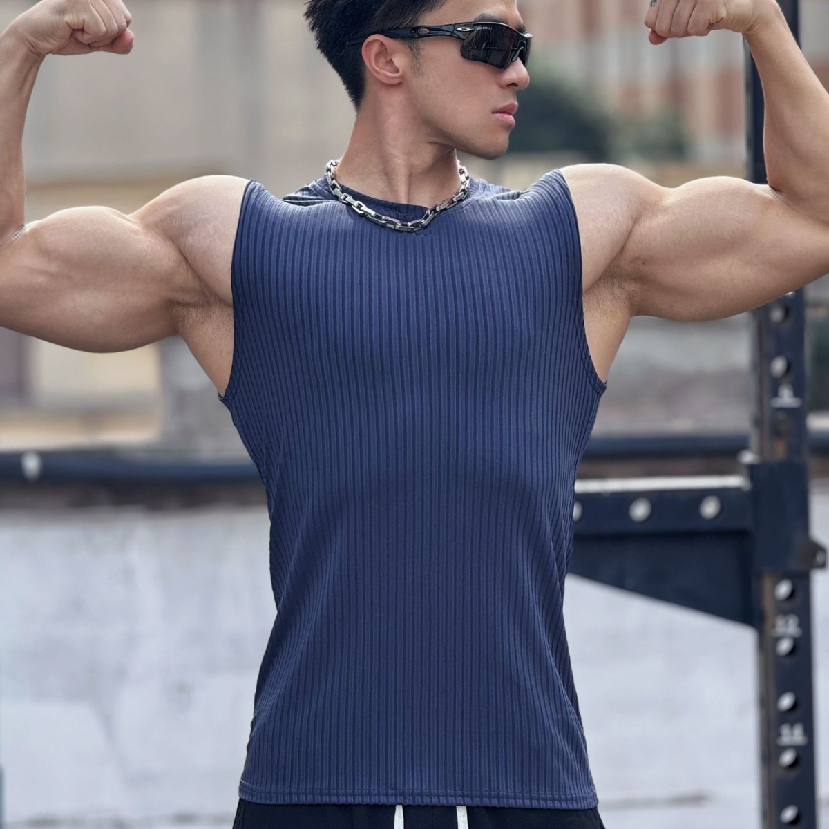 Muscle Fitness Brothers Summer New Fitness Vertical Stripe Vest Men's Outdoor Running Leisure Sports Sleeveless Worker