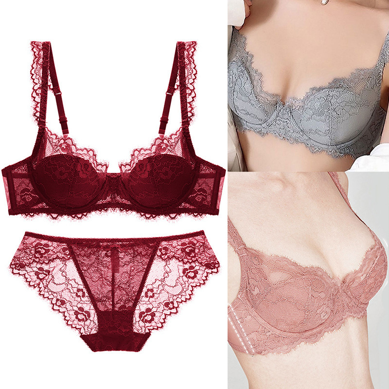 Lace Pure Desire Lingerie Set for Women, Summer Small Chest Push-Up Comfortable Bra, Sexy Breathable Bra and Panties