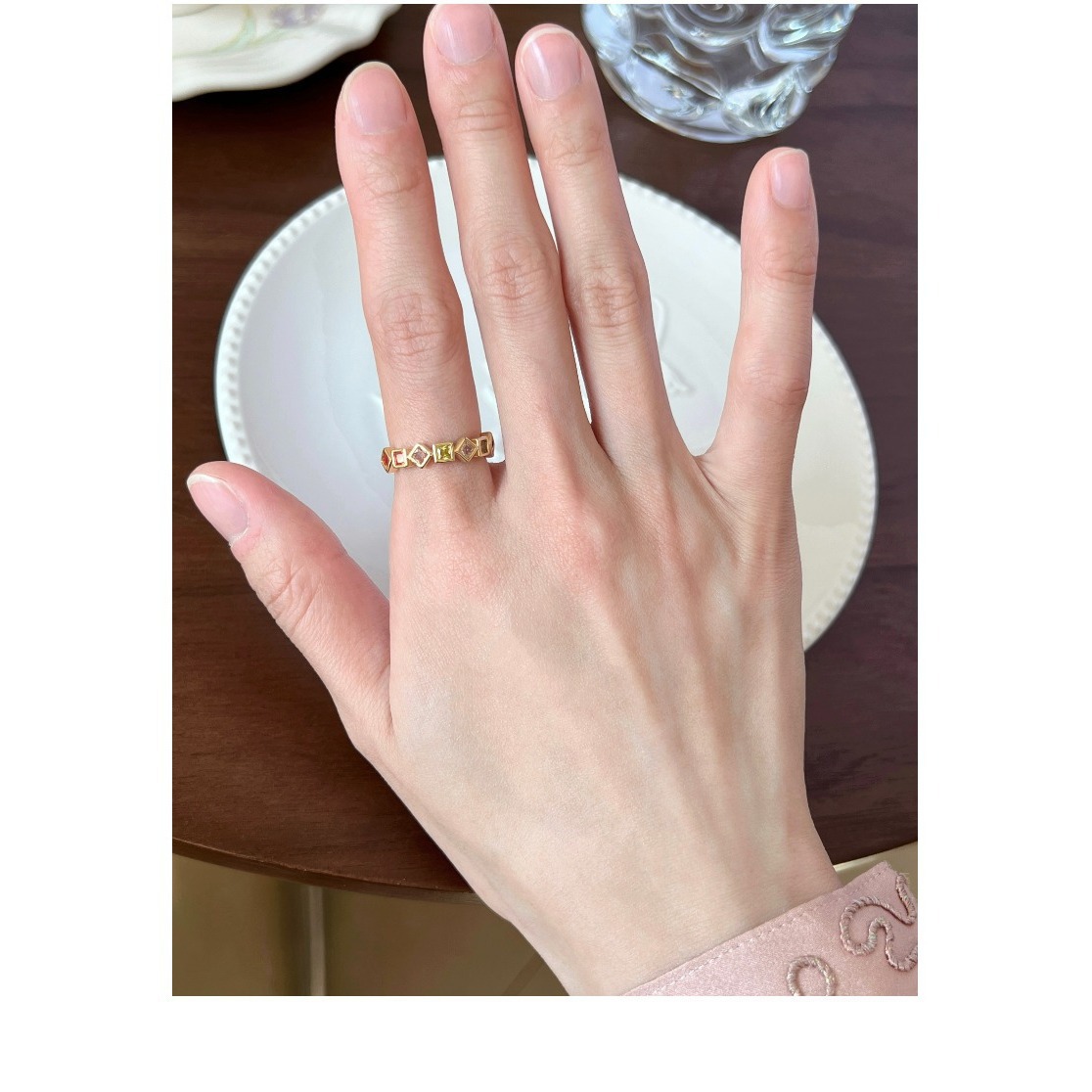 Anello vintage in madreperla per donna regolabile retrò_voghion.com