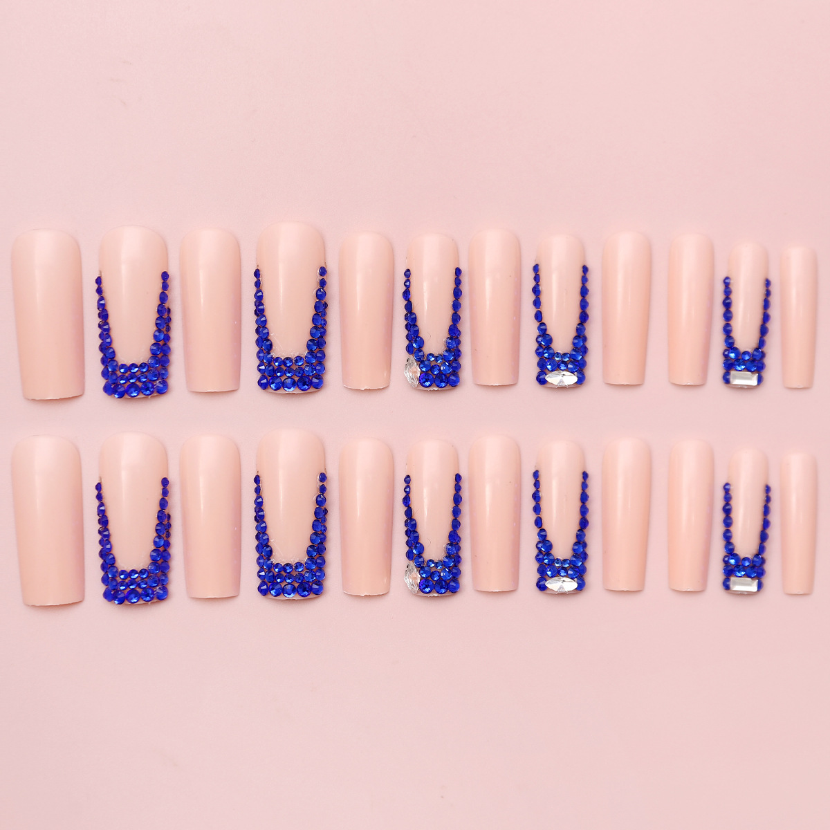 Uñas postizas de uso transfronterizo, diamantes de imitación franceses, uñas de uñas con bordes, parches de uñas de uñas, uñas postizas, productos terminados