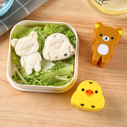 Cute Bear Chick Cookie Mold DIY Bread Sandwich Mold Rice Ball Mold, Set of 2