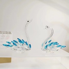 水晶天鹅橱窗装饰品家居创意摆件结婚礼物送伴侣送情人