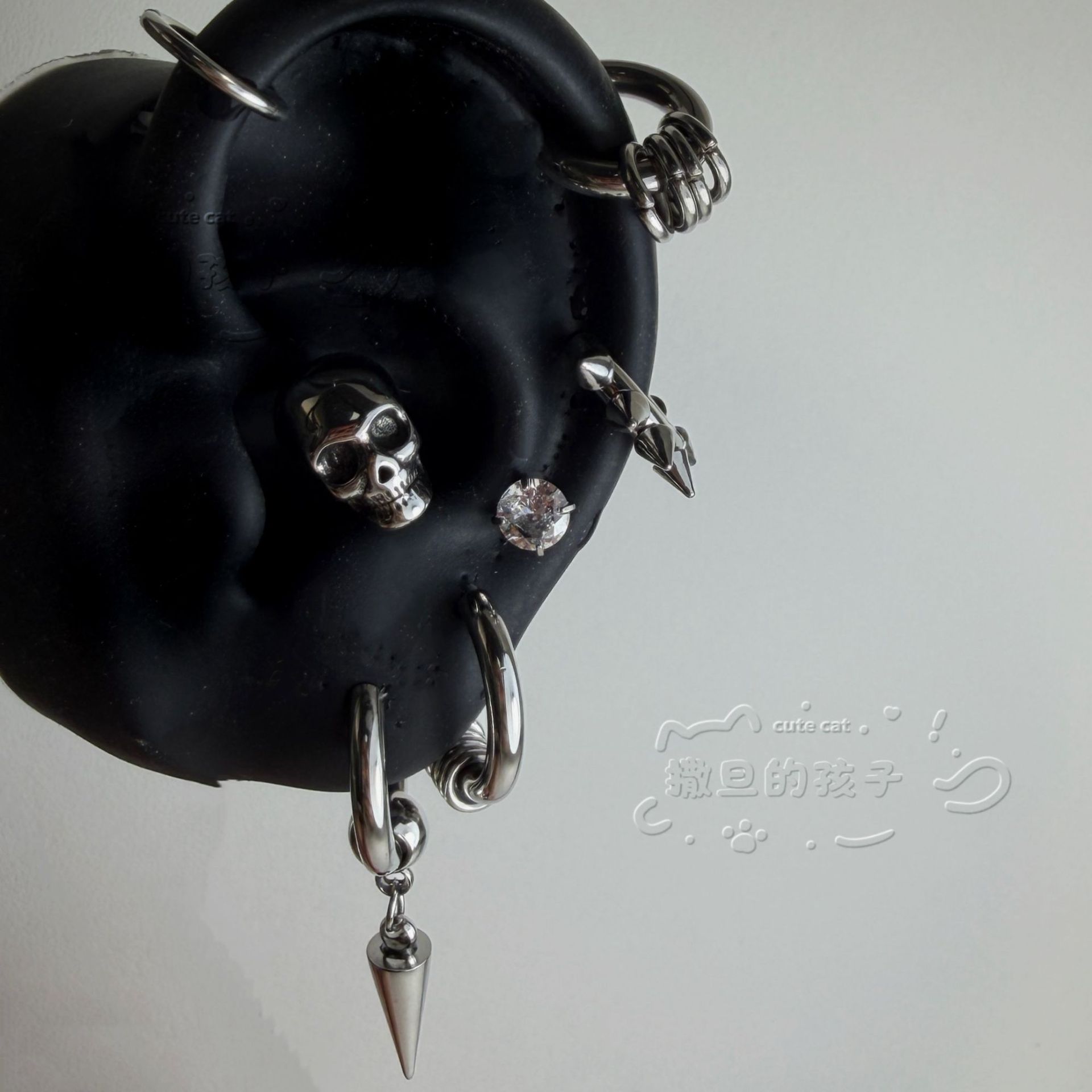 Labret stud lip piercing jewelry styling detail
