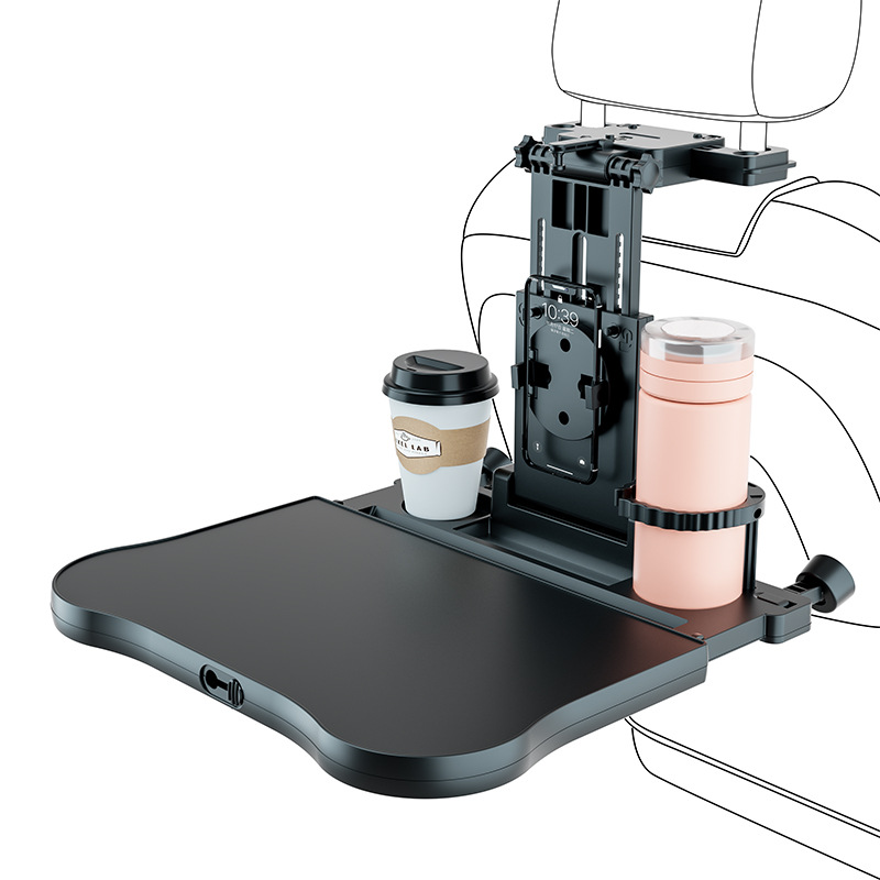 Qìchē Car Laptop Desk Back Seat Tray Drink Holder (Car cup holder/beverage holder) - a08-car-desk-without-mat