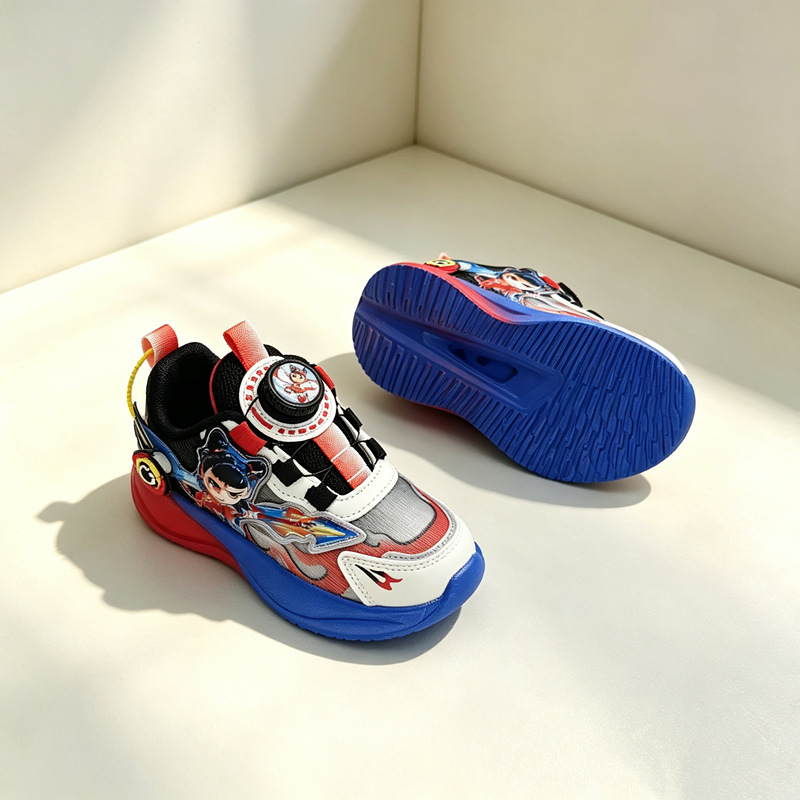 Zapatillas Coolbee Wasp de doble malla para niños de 3 a 6 años, zapatillas Nezha con molino de viento y luces.