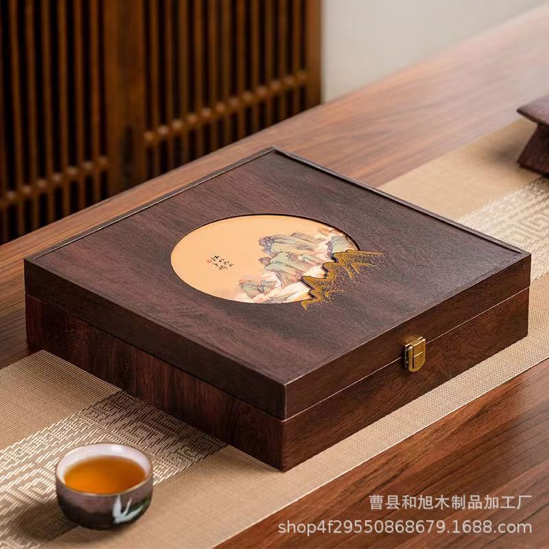 木盒中国风节日礼品散茶收纳盒木质茶叶礼盒空木盒茶饼收纳包装