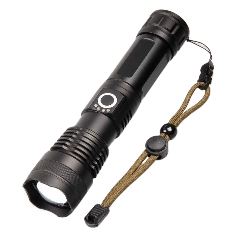 Nueva XHP50 aleación de aluminio telescópica linterna LED Pantalla de alimentación USB recargable P70 linterna de luz fuerte