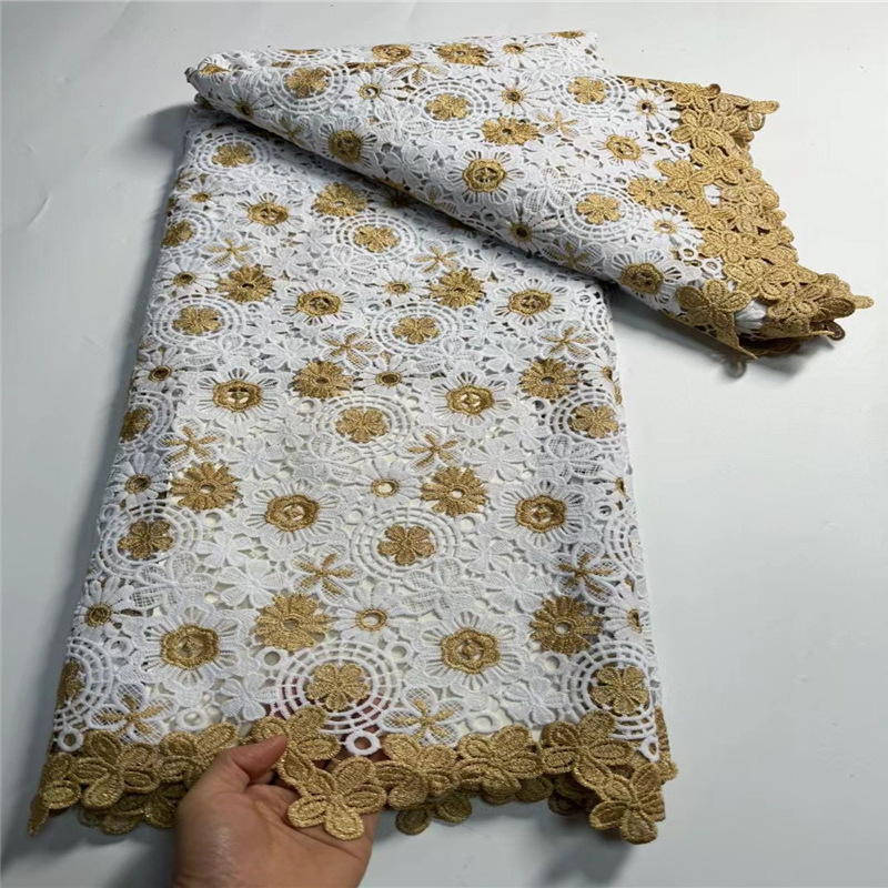 热销非洲多色刺绣水溶绣花布蕾丝面料African guipure cord lace
