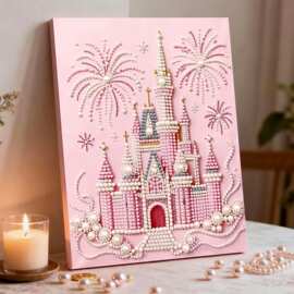 新款珍珠画diy合集粉色城堡财神高级感手工创意礼物批发装饰画