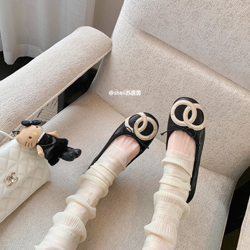 现货~【sheii苏茵茵】中古控~小香菱格蝴蝶结平底单鞋女芭蕾|undefined