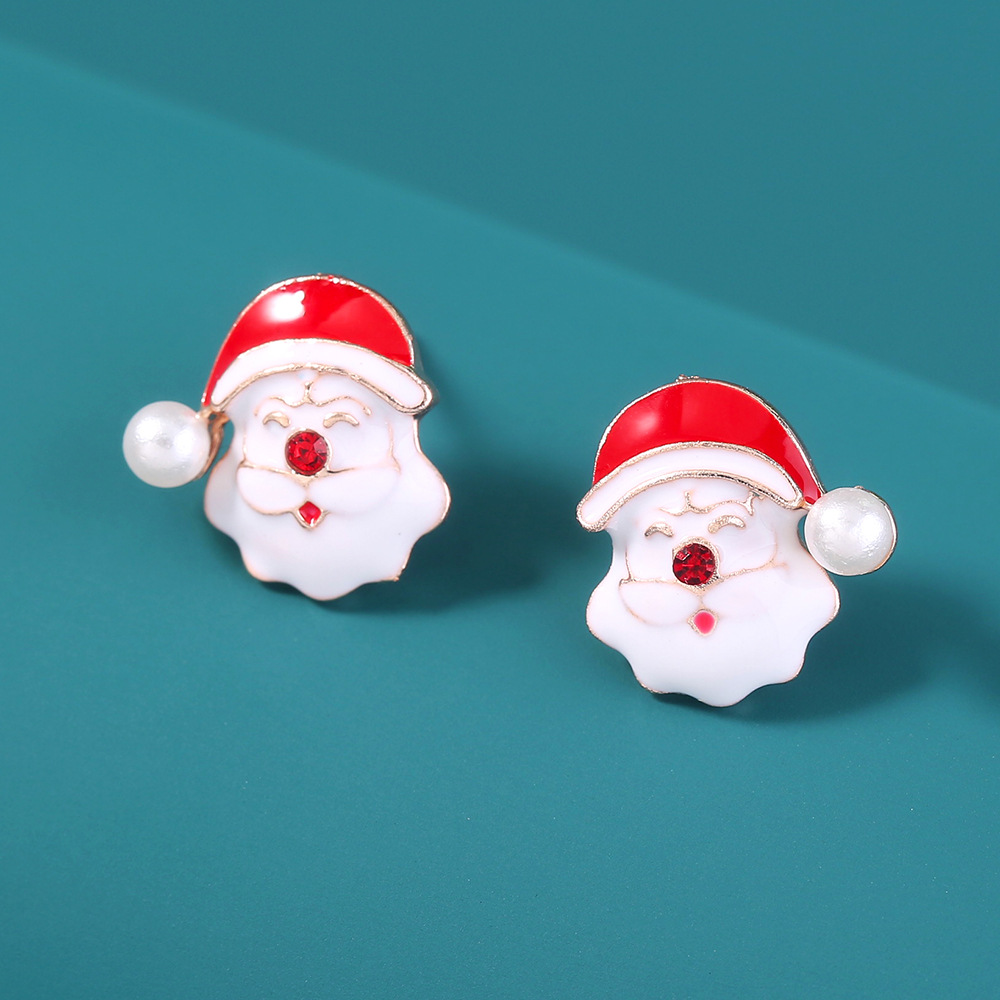 Santa Claus Asymmetrical Earrings Snowflake Elk Bell Dripping Earrings display picture 4