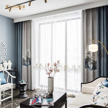 新中式大氣成品提花遮光窗簾雪尼爾風客廳卧室落地窗