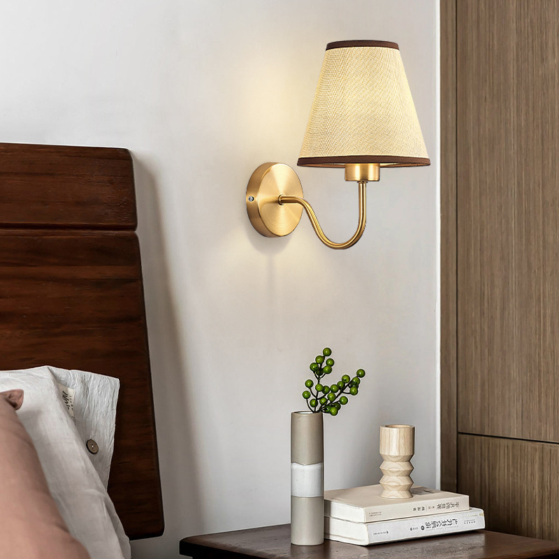 Cross-border American Creative Wall Lamp European-style Hotel Bedroom Bedside Wall Lamp Cloth Cover Indoor Corridor Wall Lamp