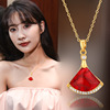 Korean Edition Sector Diamond Fritillaria skirt Necklace Net Red Same item Small fan design Clavicle chain Pendant wholesale