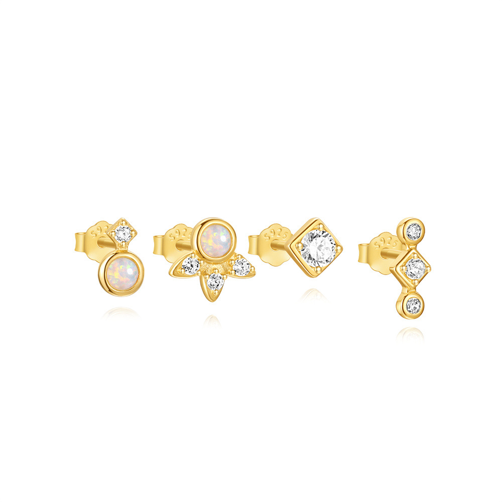 1g Weight 925 Sterling Silver Ear Needle Material Ear Studs Classification 4 Pieces Set Quantity Daily, Date Occasion 925 Sterling Silver Material Geometric Pattern Women's Gender Plating Design Simple Style, Classic Style Style 4 Pieces Set 925 Sterling Silver Geometric Ear Studs 23