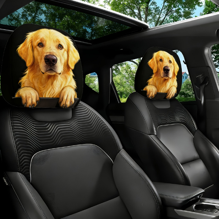 Universal Printed Headrest Covers for Cars, Various Quirky Prints, Polyester, Breathable, Antibacterial, Does Not Shrink or Become Hard