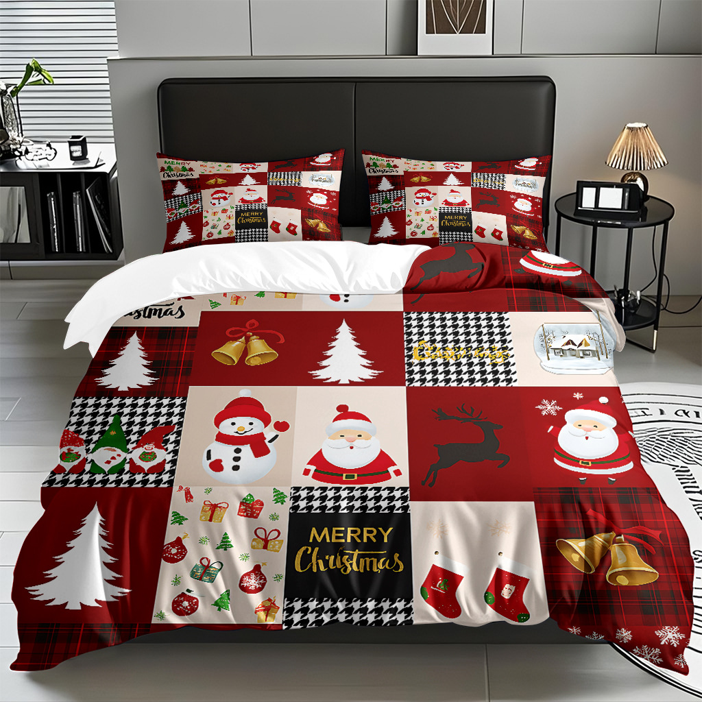 Textiles caseros transfronterizos patrón navideño suave polirido quilt kit de impresión digital HD TEMU / JIT