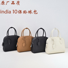 therovv レトロ india10 ボウリングバッグ ロウスタイル ペブルドレザー 取り外し可能なショルダーストラップ レディース クロスボディバッグ