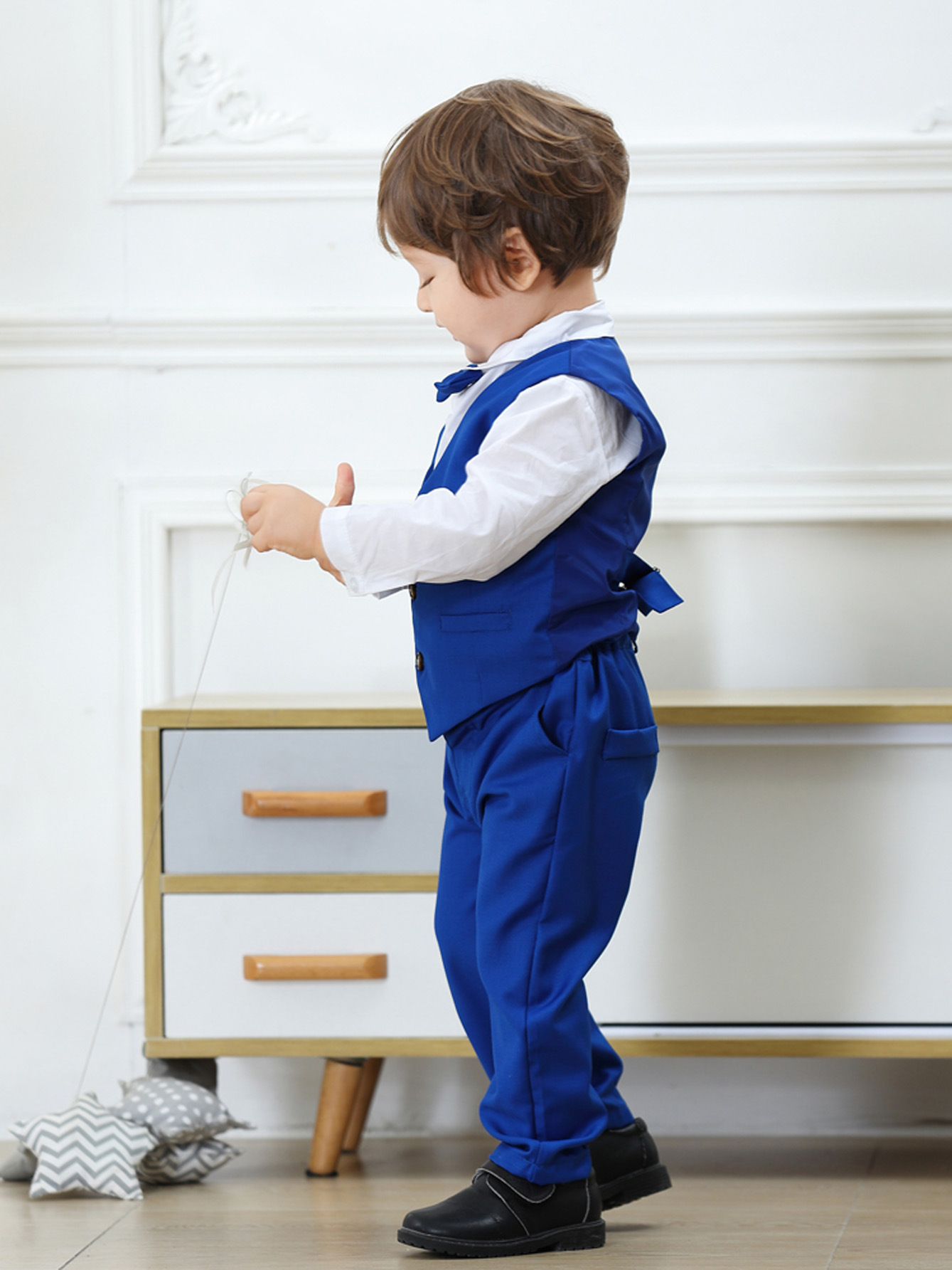 Cross-border New Children's Set Baby Banquet Party Gentleman's Collar Vest Dress European and American Style Boy's Three-piece Set