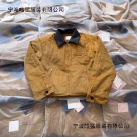 正确版原标现货MU家新款美拉德拼皮灯芯绒棉服外套休闲百搭情侣款