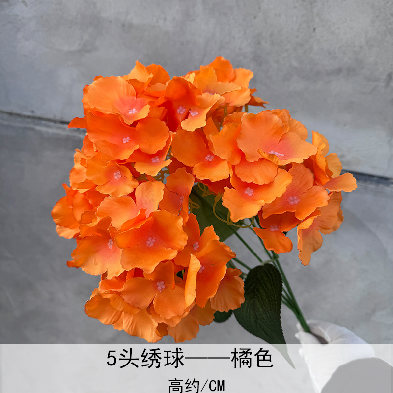 Simulación de racimo de 5 cabezas hortensias flores artificiales boda hotel decoración fondo del hogar