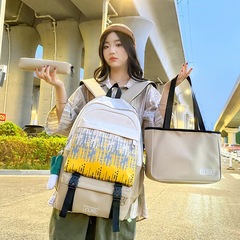 New Japanese style fashion brand backpack for female college students, multi-piece set double shoulder bag, fashionable and casual backpack for primary and secondary school 