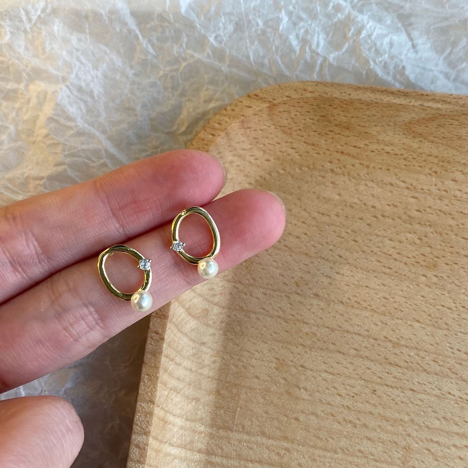 8g Weight 304 Stainless Steel Ear Needle Material 1 Pair Cute Sweet Geometric Plating Copper Ear Studs