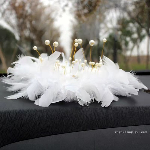 Pearl Crown Feather Cell Phone Anti-Slip Mat Camellia Women's Car Ornament Jewelry Creative Automotive Supplies Manufacturer