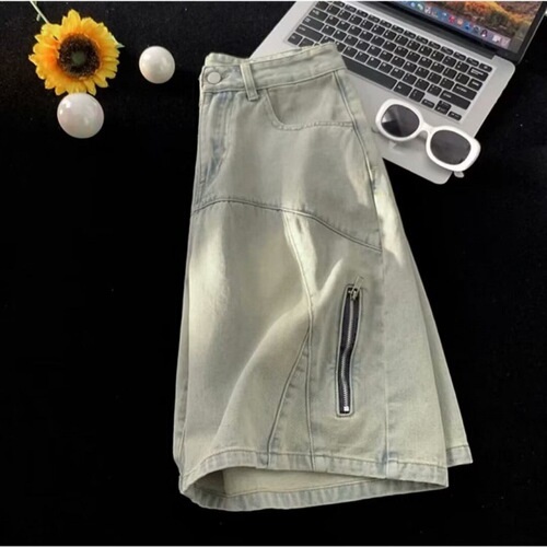 Summer American casual cool style heavy-duty washed multi-pocket work shorts for men loose trendy streetwear five-pocket pants