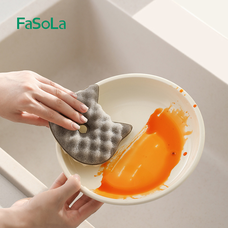 FaSoLa 吸盤漫画スポンジ食器洗いブラシキッチンノンスティックオイルポット洗浄アーティファクト家庭用クリーニングと除染マジックワイプ|undefined