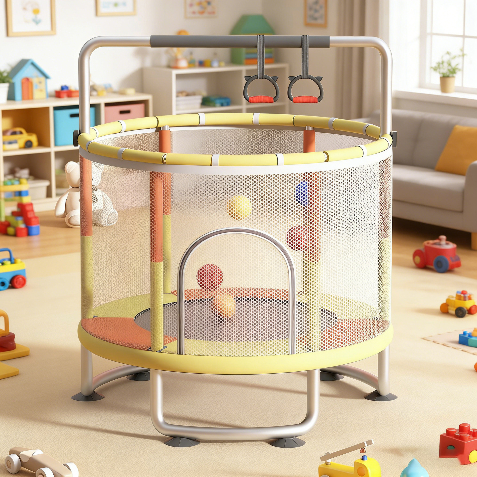 Trampoline Home Children's Indoor Baby Jumping Bed Home Anti-rollover Silent Stable Multifunctional Jumping Bed