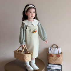 ガールズスーツ2025春新作子供服学院風シャツ格子ベスト2点セット洋風春服ファッション