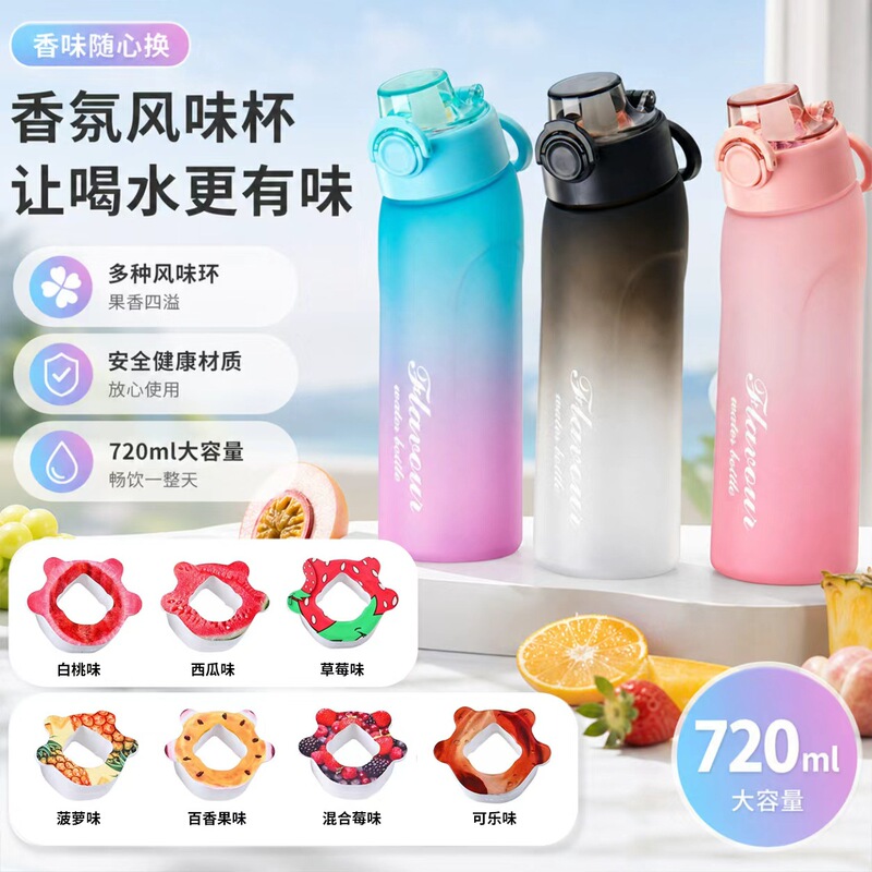 For Water: Air Playful Fruit-Flavored Water Bottle, Frosted Gradient, 0 Sugar, 0 Calories, Scented Ring, Straw Water Cup For Water: Air Playful Fruit-Flavored Water Bottle, Frosted Gradient, 0 Sugar, 0 Calories, Scented Ring, Straw Water Cup