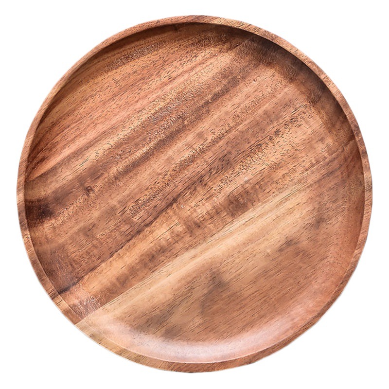 Placa de madera de acacia de estilo japonés bandeja de madera redonda creativa fruta seca postre plato de fruta placa de madera maciza vajilla