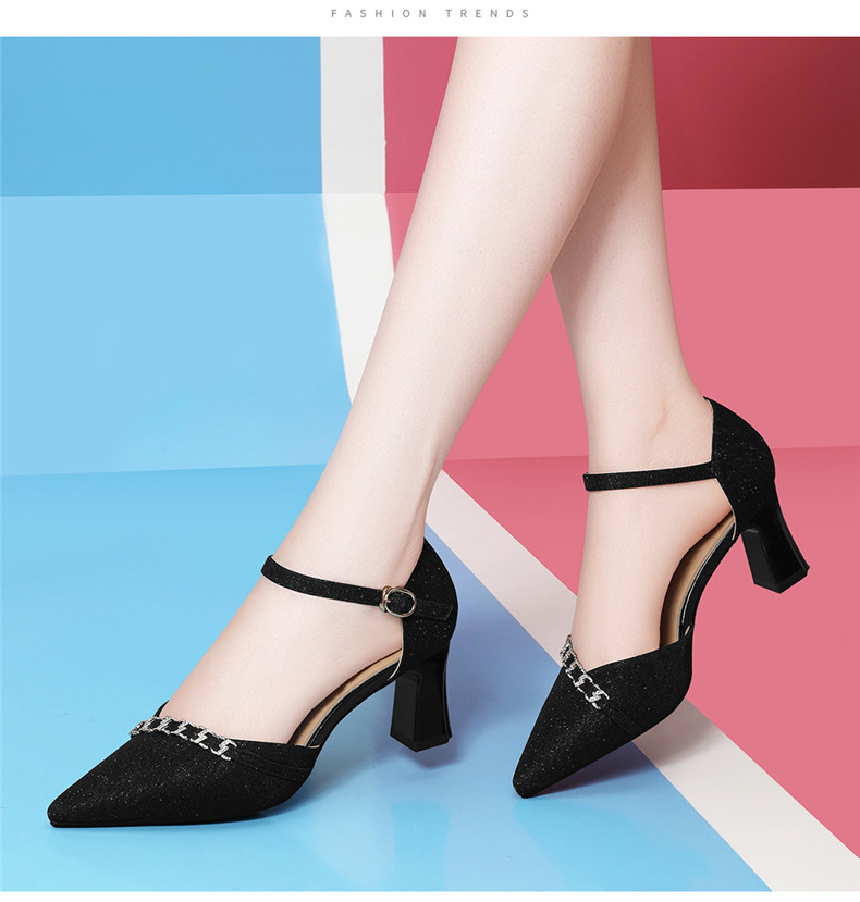 Sandal cao gót nữ da thật mũi nhọn thêu hoa quai ngang gót 6 cm — JST 7121 gót đen cao 6cm, JST 7159 gót bạc cao 4.5cm, JST 7159 Champagne Chiều cao gót 4.5cm, JST 7121m màu Chiều cao gót 6cm chi tiết 8