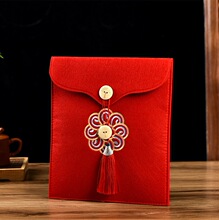 通用茶叶收纳袋 简约大气便携毛毡礼品袋 刺绣茶饼包装袋供应批发