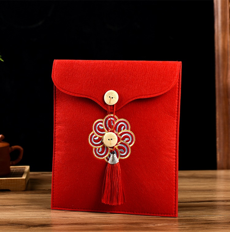 通用茶叶收纳袋 简约大气便携毛毡礼品袋 刺绣茶饼包装袋供应批发