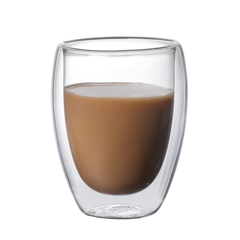[Cross-border] de doble capa de vidrio de borosilicato de alta temperatura resistente hogar en forma de huevo perfumado té taza de agua leche taza de café de vidrio