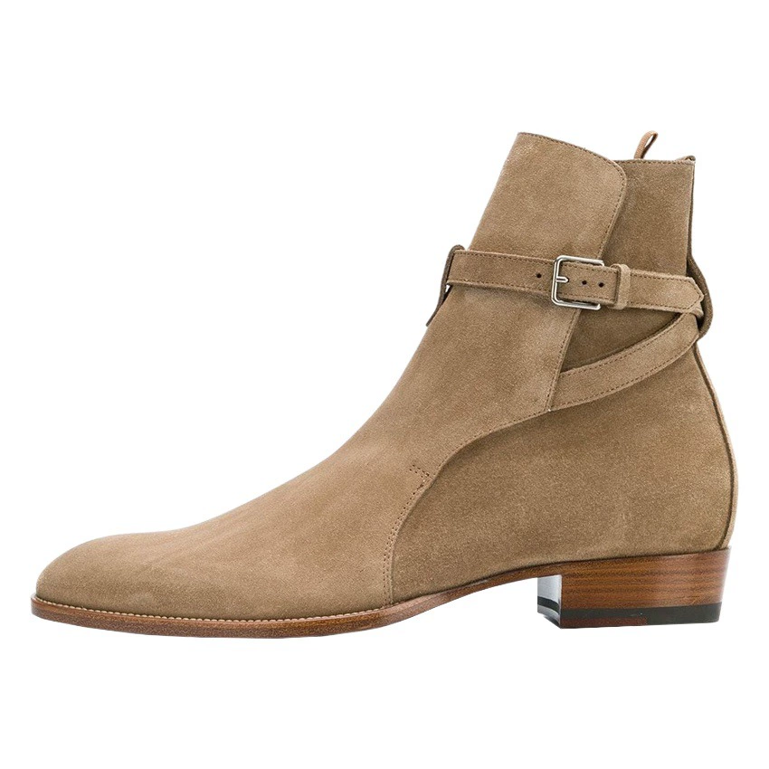 Трансграничная Внешняя торговля Мужская обувь Европейские и американские ботинки CHELSEA BOOT CHELSEA Мужские кожаные высокие ботинки Martin с заостренным носком и пряжкой