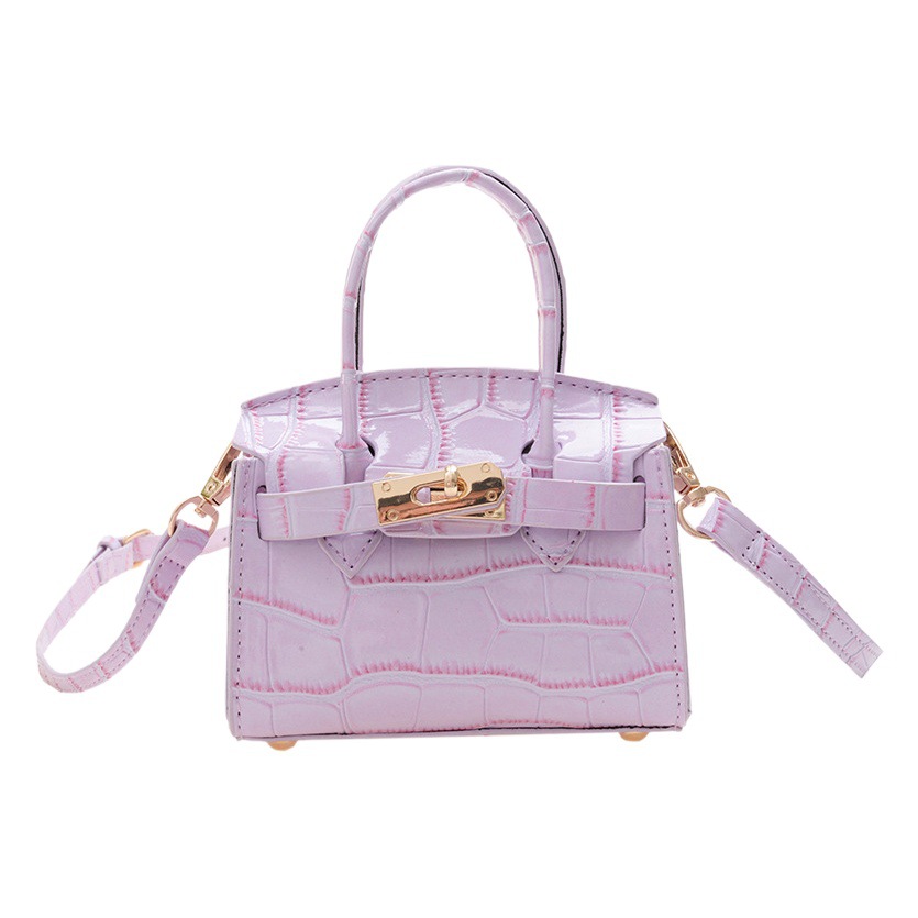 European and American Retro Children's Handbag 2026 Stylish Fashion Girls' Crossbody Bag Stone Pattern Platinum Kelly Bag Women's Bag