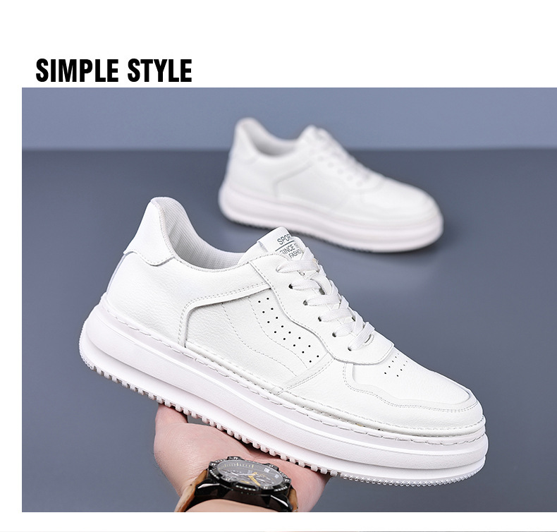 Chaussures blanches 2025, nouvelle édition coréenne, chaussures de sport et de loisirs en cuir pour hommes, jeunes, mode et loisirs, collection tendance une pièce pour cheveux_voghion.com