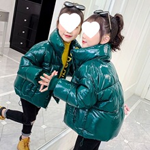 女童棉服洋气冬装儿童棉衣外套小女孩棉袄中大童冬季短款亮面包服