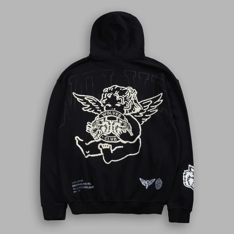 Darc Sport Angel Beast Print Hooded Sweatshirt American Street Style Loose Fit