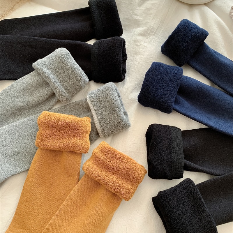 Autumn winter thick looped color blocked calf Korean Instagram internet famous double ribbed warm and slimming JK long_voghion.com