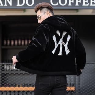 Leather Coat Men's Gold Mink Fleece Cardigan Imitation Mink Whole Mink Fur Coat Fur One-piece Short Leather Fashion Factory