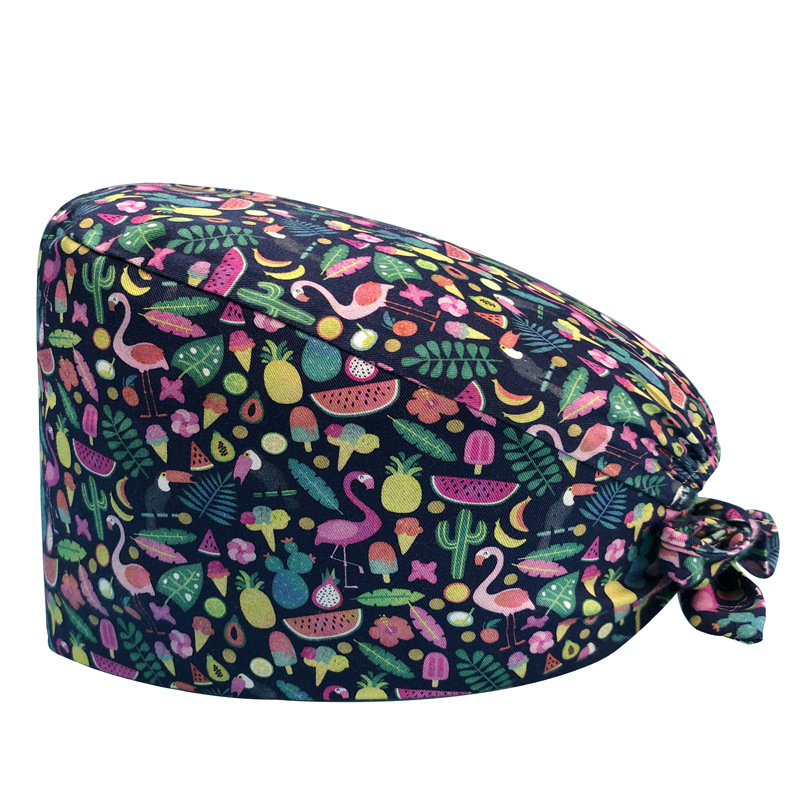 Sombrero de flores de algodón con estampado de dibujos animados, toalla absorbente para el sudor, sombrero de estudio médico, sombrero de enfermera UCI, envío directo de AliExpress