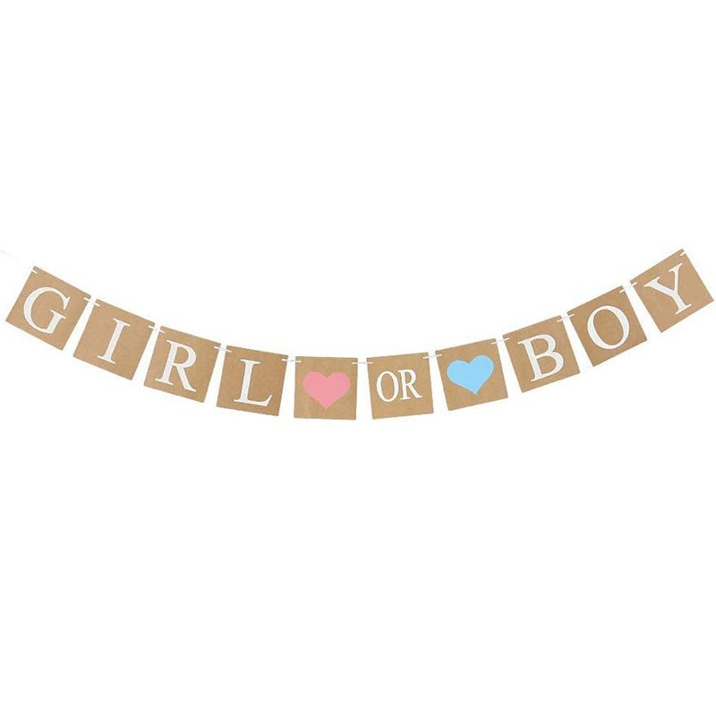 Guirnalda de letras BOYORGIRL transfronteriza de papel kraft para revelación de género de niño o niña, decoración colgante para fiesta