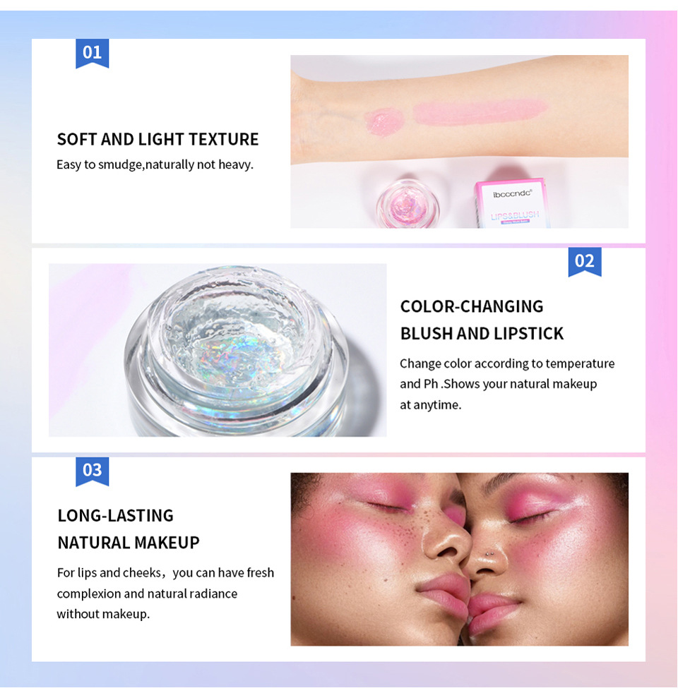 ibcccndc Thermochromic Blush Transparent Color-changing Gel High-Gloss Blush Cream Natural Nude Blush Blush undefined